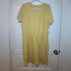 Old Navy Yellow Short-Sleeve Casual Gathered-Waist Dress